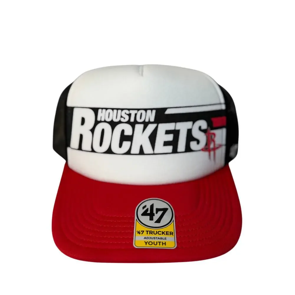 Houston Rockets ’47 Brand Youth Trucker Hat – Adjustable – Red/White/Black – NWT